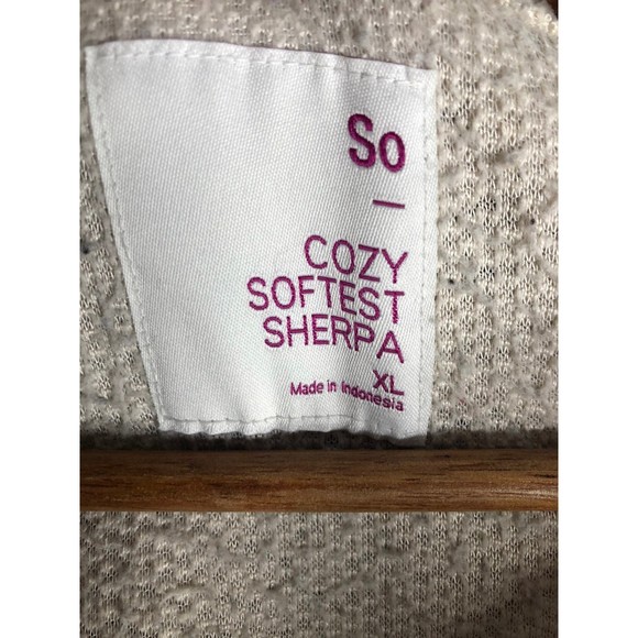 SO Juniors Beige Cozy Softest 1/4 Zip Sherpa Jacket - Picture 4 of 5